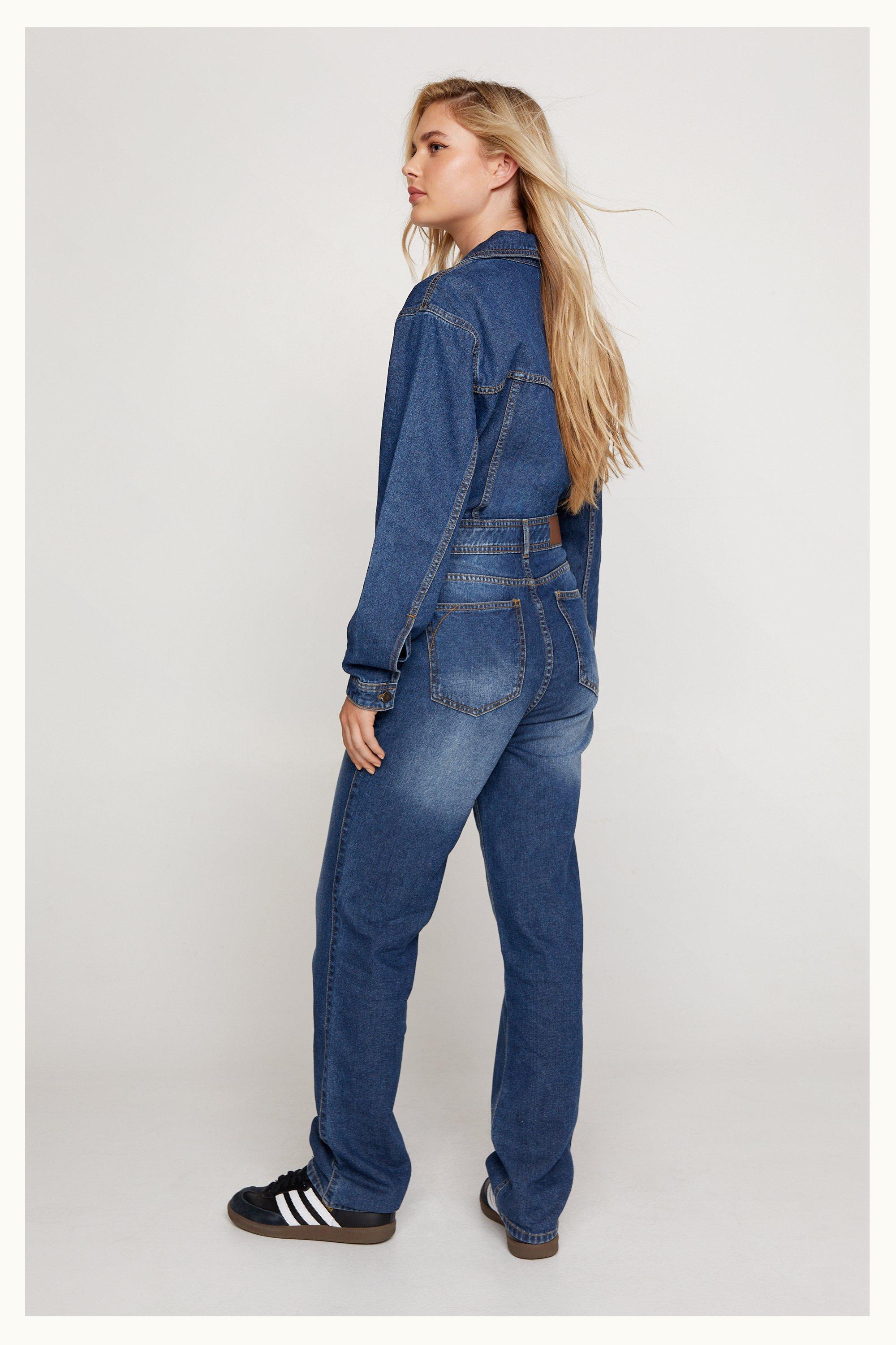 Boohoo denim cheap boiler suit